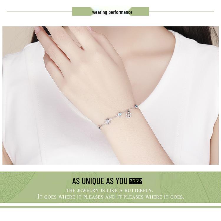 Yinziyun Snowflake Rhinestone S925 Silver Winter Bracelet - Christmas Jewelry