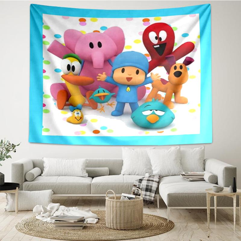 Pocoyo Print Tapestry, Backdrop, Easy Setup, Ideal for Bedroom, Office & Living Room, with Aesthetic Wall Hanging Decor.
