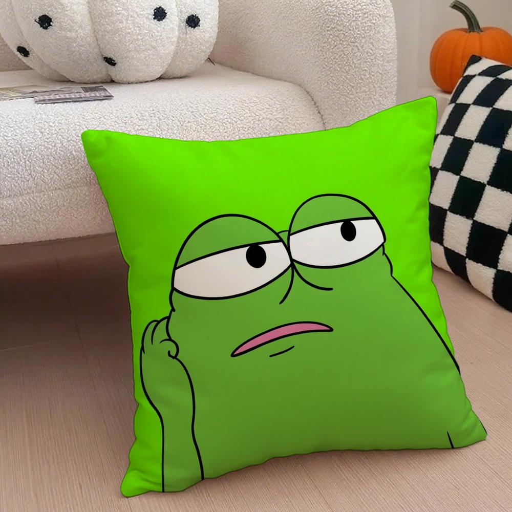 cute frog Cushion Cover Throw Pillow Cover Hidden Button Durable Polyester Chair Cushion