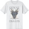 Bioworld House of The Dragon Dragon Head Logo Men's White T-Shirt