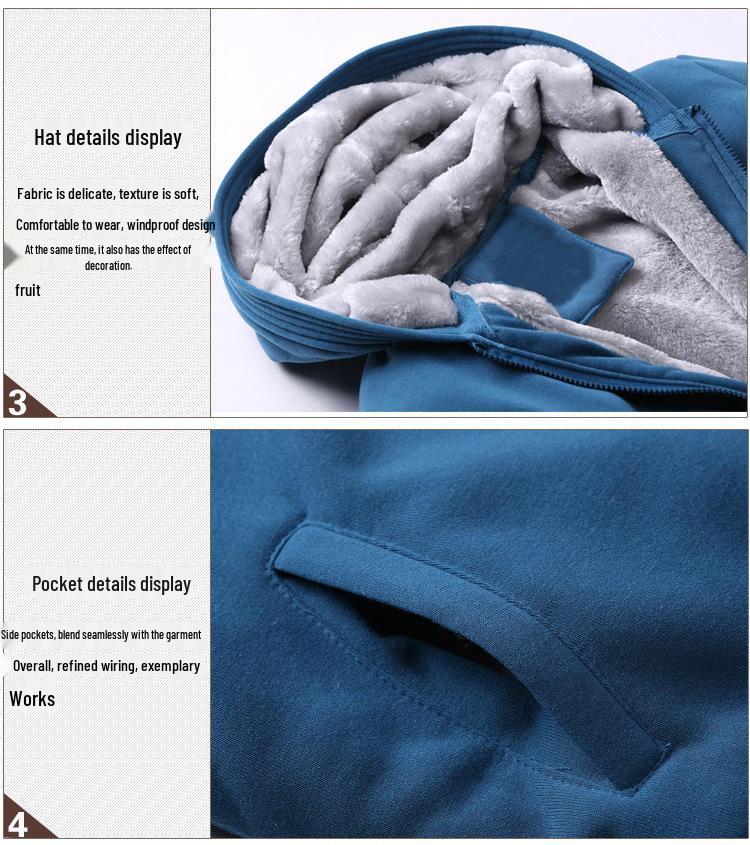 2021 Men's Thick Warm Hooded Fleece-lined Cotton Jacket