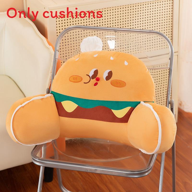Cartoon French Fries And Hamburger Throw Pillows For Office And Sofa Support