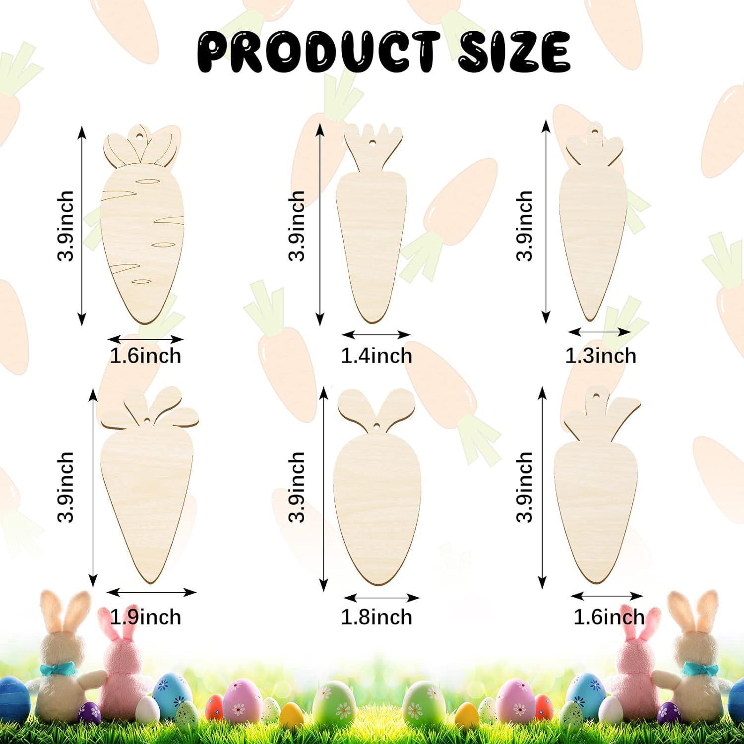 Unfinished Wooden Carrot Shape for Easter DIY Home Decoration