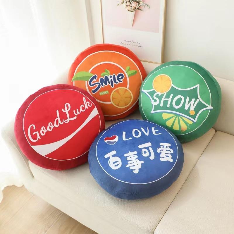 Creative Pillow Coca Cola Sprite Beverage Cushion Window Cushion Bedroom Cushion Tatami Mat Household Round Cushion