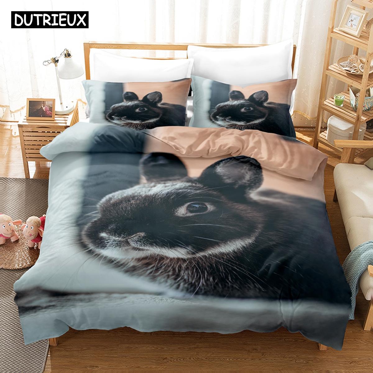 

3D Надрукований Великодній Заєць Кролик Постільна Білизна Набір Пухова Ковдра Підодіяльник З Наволочкою Двоспальний Односпальний Королівський US Queen(228x228cm