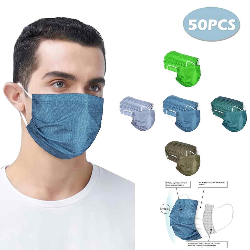 50PCS Disposable Mask 3-Layer Non-Woven Protective Breathable Mask