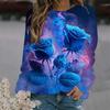 Spring and Autumn Round Neck Rose Flower 3D Printed Top Fashionable Casual Long Sleeved Women's T-shirts
