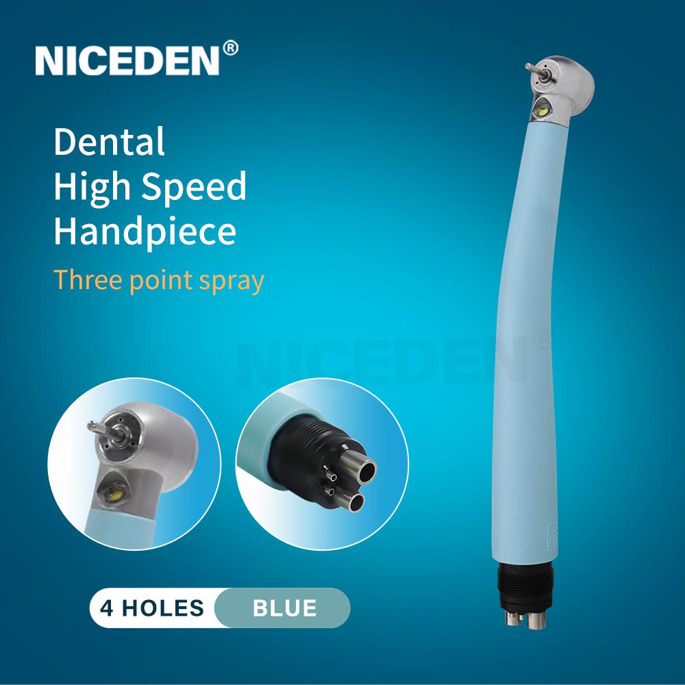 

Самоподсветка LED Стоматологический Турбинный Наконечник Цветной LED Свет Электрический Источник Питания OEM/ODM Кнопочный Наконечник материал высокополимер With Led 4 holes синий