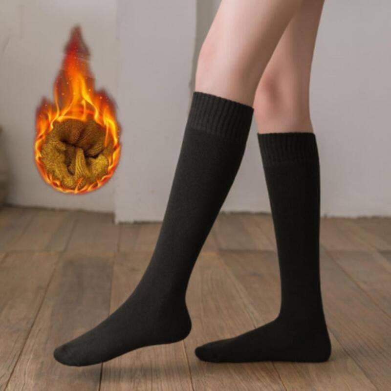 Women s knitted half-stockings, fleece knee socks A21799_Charcoal