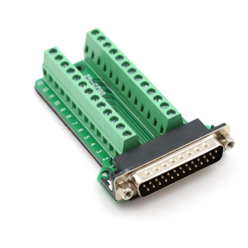(YOUU06)D-SUB DB25 Male 25Pin Plug Breakout Board Terminals Adapter Solderless Connector
