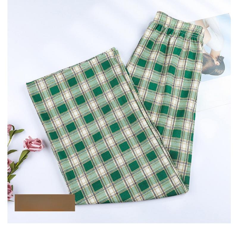 Plaid Pants Women's Summer Thin Section Loose Straight-leg Slimming All-match Casual Pants High Waist Drape Wide-leg Pants