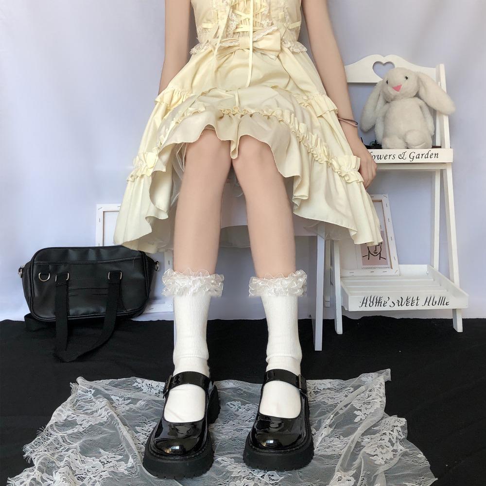 Summer Lace Socks Japanese Lolita Sweet Tube Socks Children's Black Cotton Lolita Calf Socks Tide