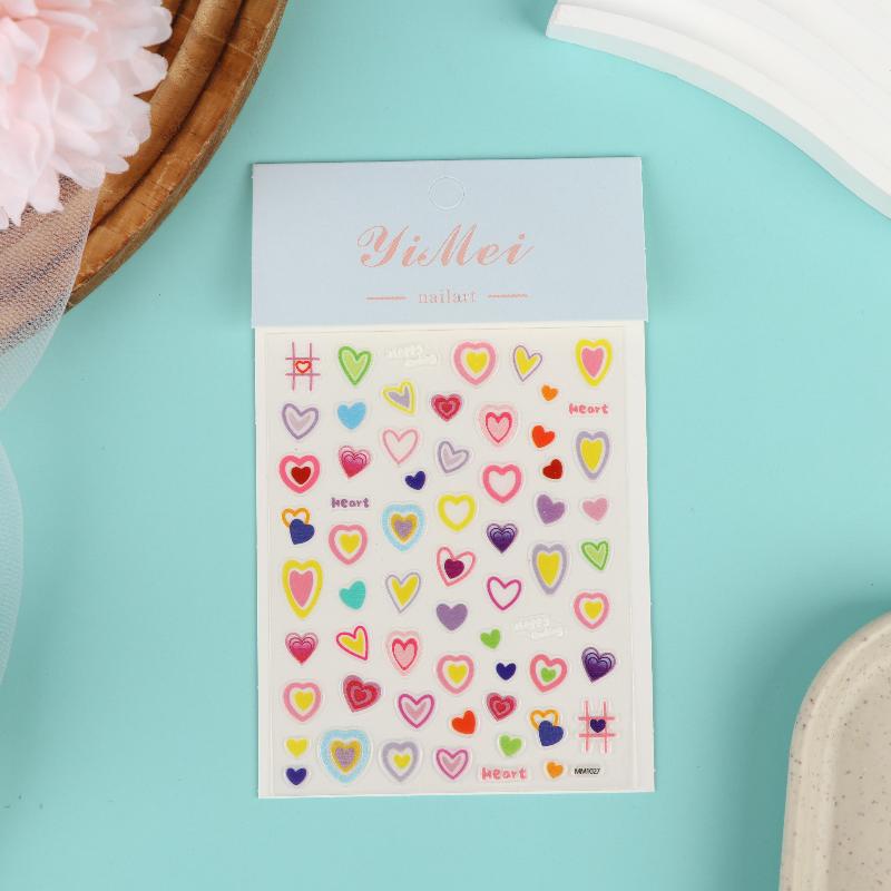 

1/3Sheets Colorful Dopamine Jelly Scrapbook Stickers 3D Decal Cute Heart Pattern For Diy Journal Kawaii Nail Decals For Girls 1pc