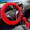 3 Stuks/Set Winter Auto Konijnenhaar Stuurwielhoes Handrem Warme Bonthoes Schakelpookhoes Accessoires Mode Auto-interieur