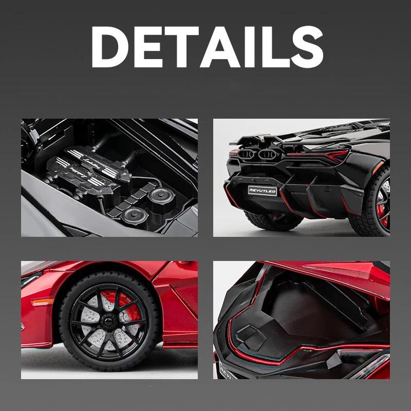 1/24 Lamborghini Revuelto Supercar Mașină din aliaj Modele și vehicule de jucărie Mașină de jucărie din metal Model de colecție de sunet și lumină Jucărie pentru copii