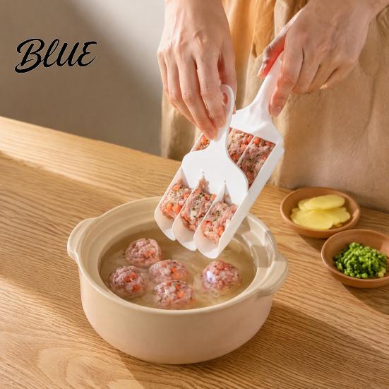 Multipurpose Food Shaper Meatball Maker Tool with Pusher 3/4 Compartments Design Grade PP Nonstick Scoop Non Stick Spoon Efficient Mold for Kitchen