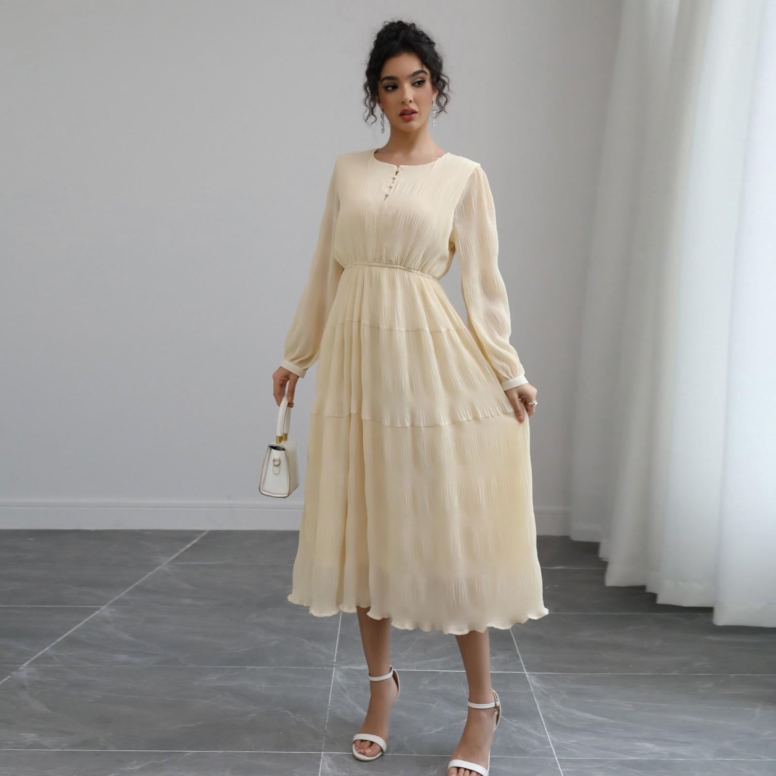 

Летнее платье Женское длинное платье бохо для пляжа Элегантное платье макси V-образный вырез Короткий рукав Летнее платье-туника Легкое воздушное L бежевый