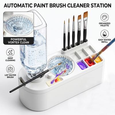 Tragbarer Wasserzirkulations-Kunst-Pinselreiniger Acryl-Aquarellfarbe Spüler Pinselwaschwerkzeug für Kinder und erwachsene Künstler Paletten