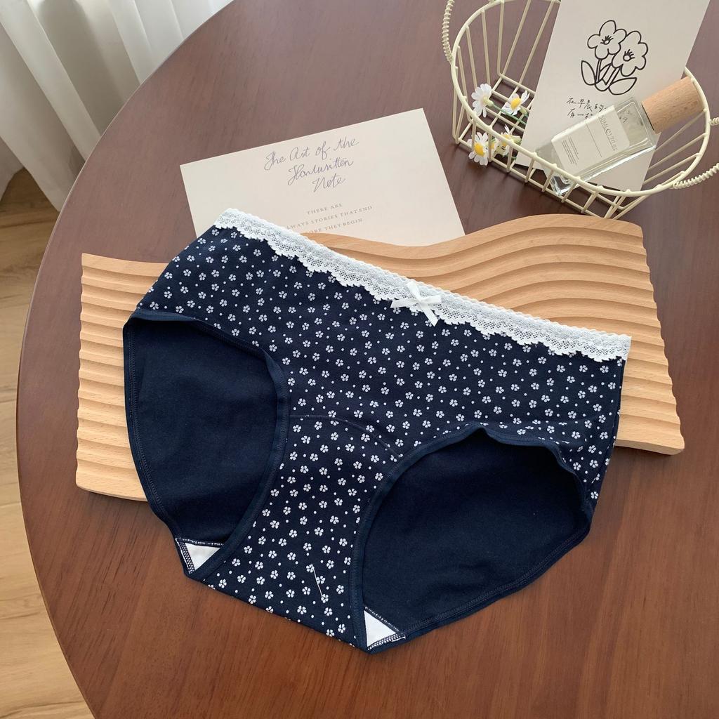 Ladies Spring and Summer Thin New Floral Pure Cotton Antibacterial Crotch Triangle Briefs