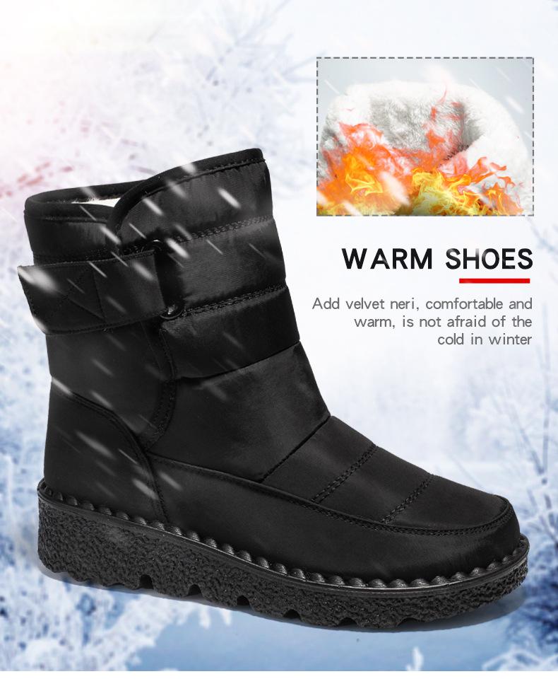 Women's Waterproof Velcro Snow Boots, Size 44, Casual Warm Winter Footwear