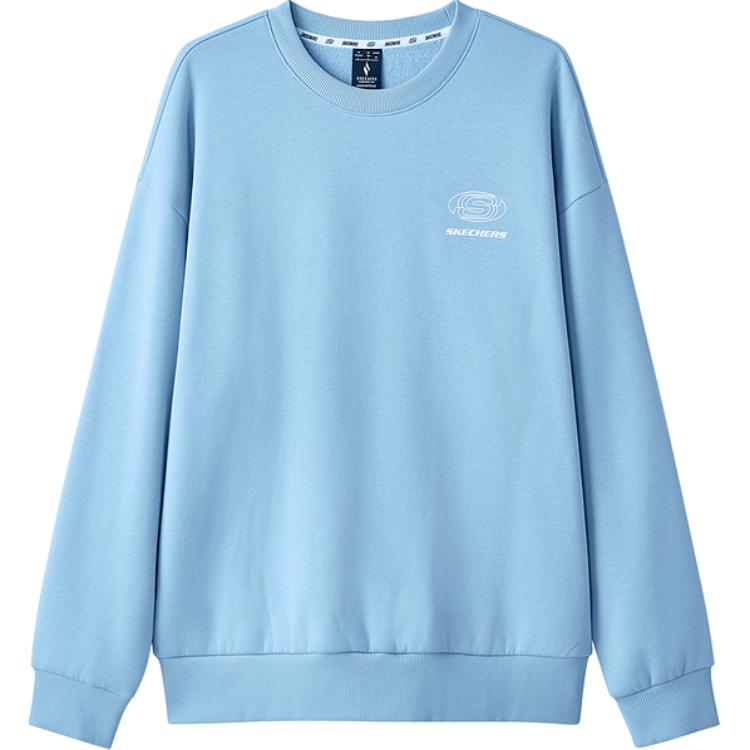 Skechers Fleece Lined Warm Sports Commuter Casual Comfortable Loose Soft Logo Round Neck Pullover Sweatshirt Unisex sweatshirt L324U189-04K4 XS