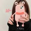 For iPhone 15 Silicone Case Cute Sausage Mouth Frog Design Shockproof Phone Back Cover