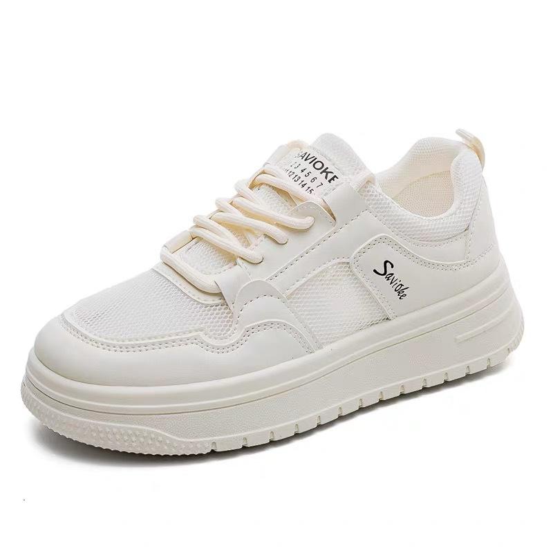 2025 summer mesh breathable and versatile new little white shoes women's shoes platform heightening board shoes dad shoes summer mesh shoes