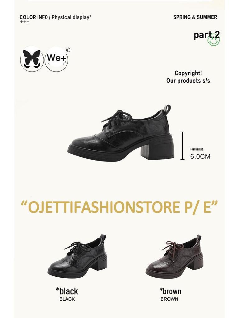 Damen Lammleder Retro Klobige Absatz Slipper mit dicken Sohlen und runder Zehenpartie, 2025 Schnürdesign, Britischer Stil.