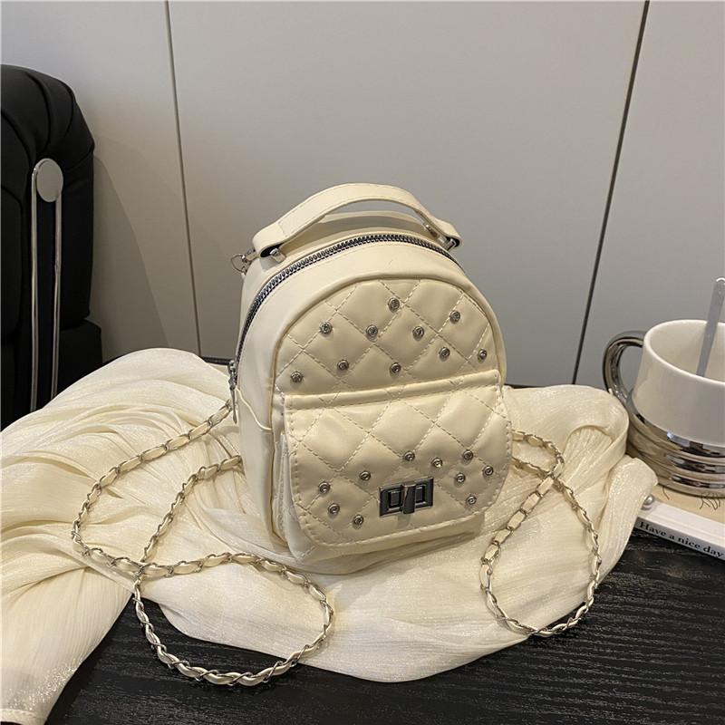 2025 New Backpack Women's Fashion Single Shoulder Portable Backpack Niche Design Advanced Sense Rivet Small Backpack