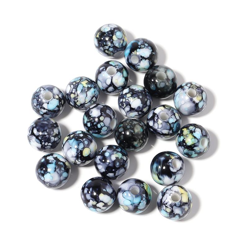 50-100pcs 8/10/12mm Crackle Acrylic Beads Colorful Round Loose Spacer Beads For DIY Jewelry Making Bracelet Necklace Accessories