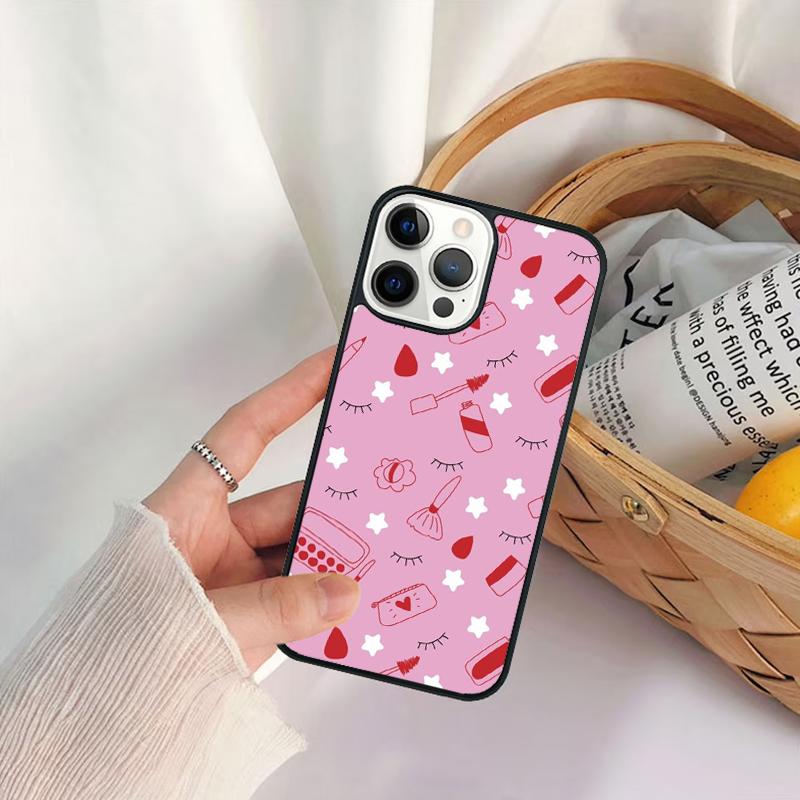 Makeup Love Lipstick Eyeshadow Pattern Phone Case For iPhone 17 Air 16 15 14 11 12 13 Pro MAX Plus coque Cover Shell