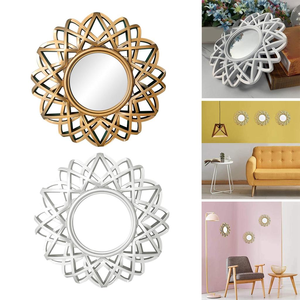 Nordisk Vegghengt Speil Veggspeil Dekorativt Sirkelspeil Baderomsspeil Rundt Sminkespeil for Hall Hotellinnredning