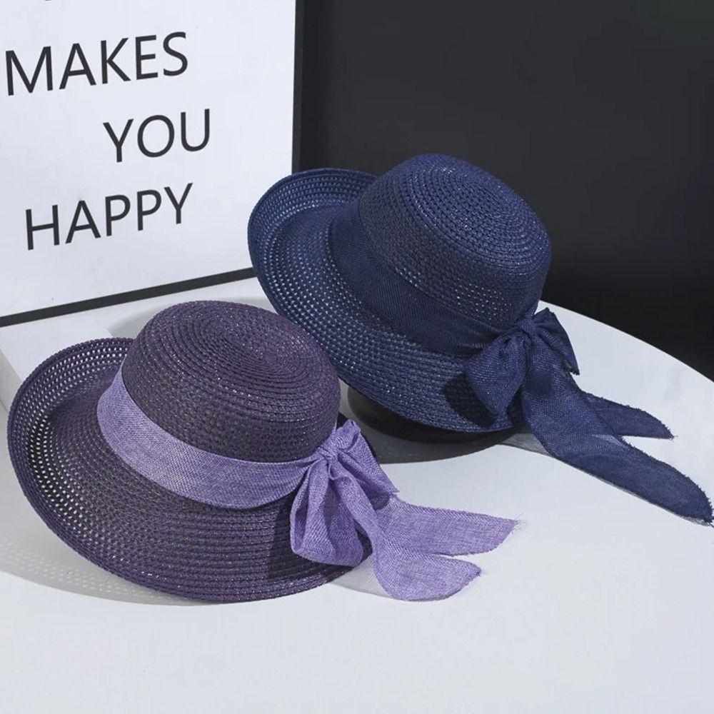 1Pcs Vintage Women Hat Foldable Casual Straw Cap New Summer Sun Hat  for Outdoor Travel Beach