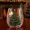 Retro-Stil Feiertagsgeschirr Weihnachts-Glaskunstbecher mit Löffel, Klassischer handbemalter Borosilikat-Design-Becher mit Weihnachtsmann, Rentier, Schneemann, Glasware