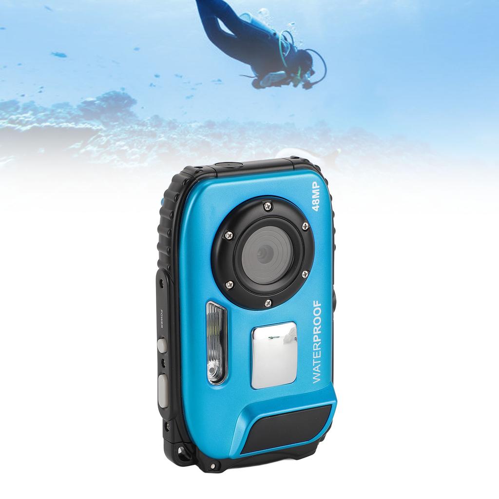 Diving Camera 1080P 48MP Anti Shake 5m Water Proof Underwater Camera with 2.4 Inch Color Screen 32G Memory Card Autofocus 630mAh Face Recognition