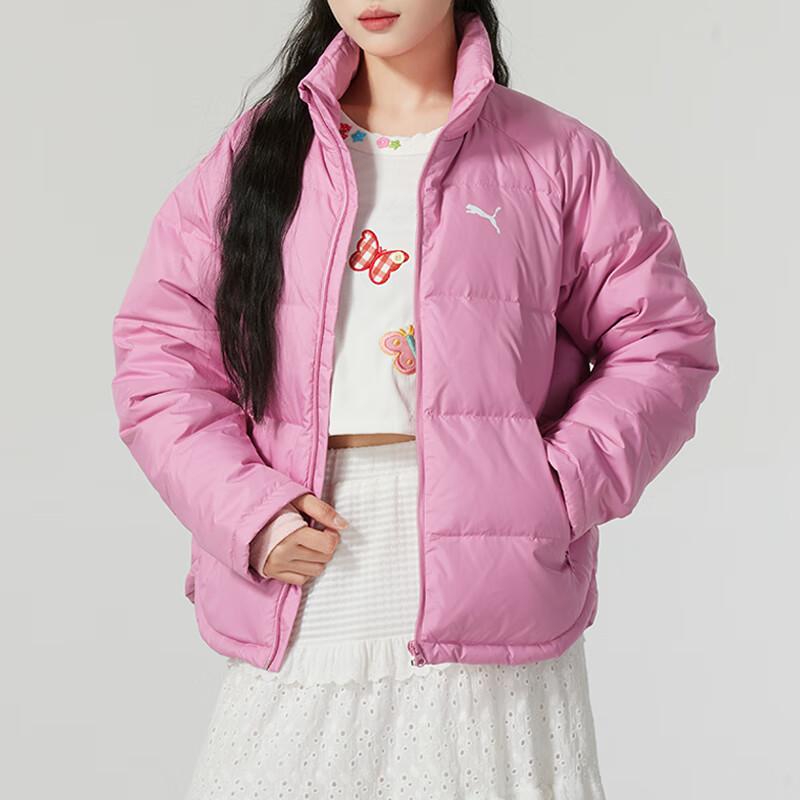 Puma Solid Color Stand Collar Warm Comfortable Bread Down Jacket Women Jacket Pink 631635-48