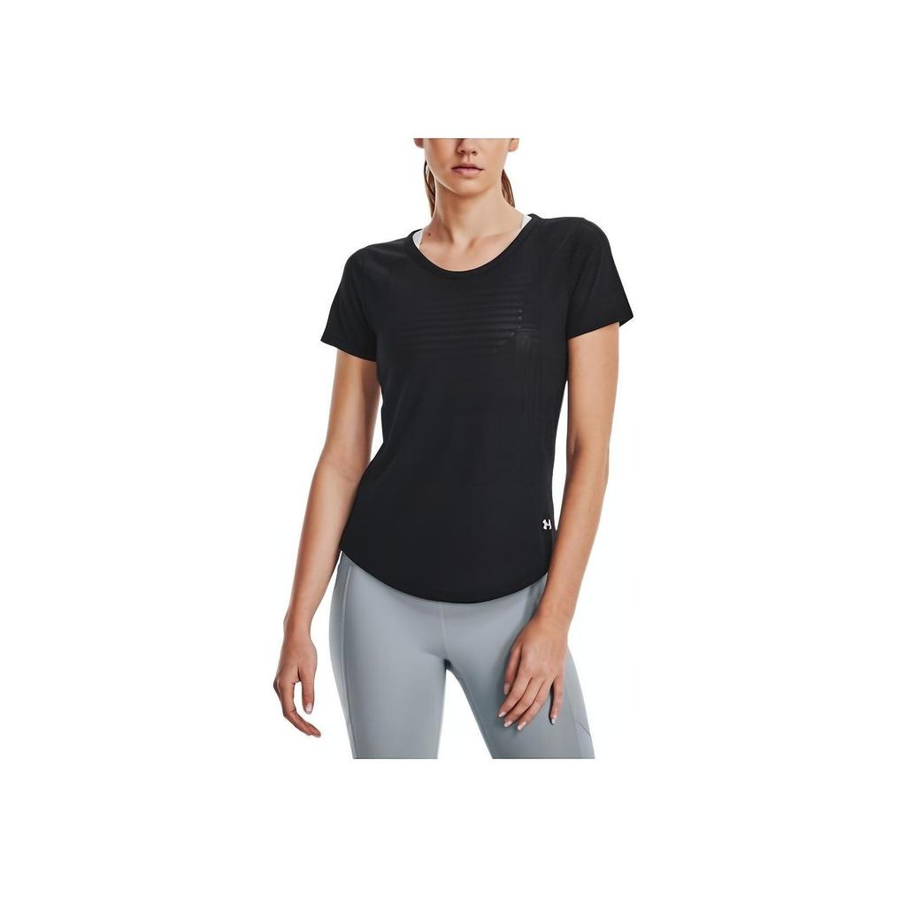 Under Armour Spring Summer Womens Running Round Neck Short Sleeve T-Shirt Women T-Shirt Black 1376814-001