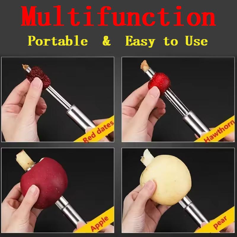 4PCS Apple Core Remover Stainless Steel Premium Fruit Corer Set for Pear Date Kitchen Vegetable Tool Multi-Function Easy To Use Fruit Gadget
