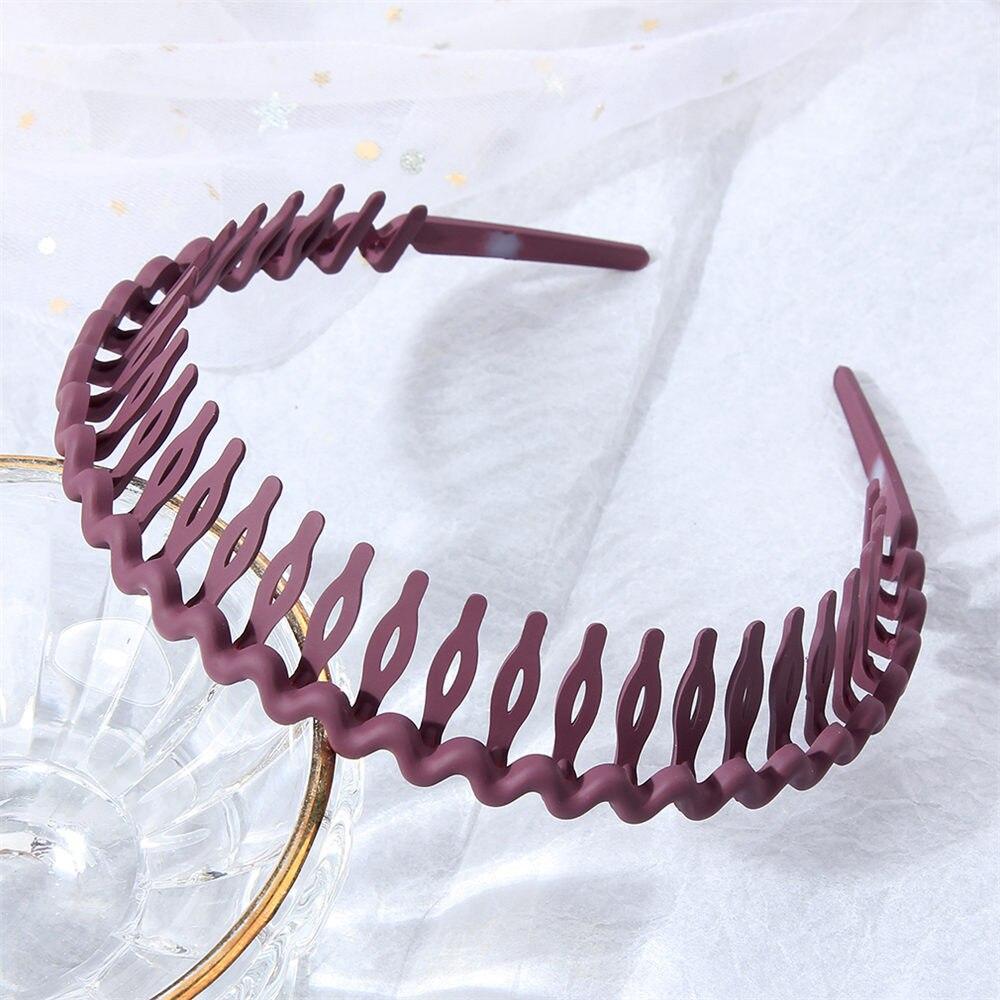 Simple Solid Color Wave Hair Comb Hairband Headband Hair Hoop Bezel with Teeth Hair Accessories for Women