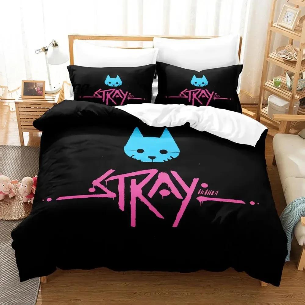 

3D Print Game Stray Cats Bedding Set Duvet Cover Bed Set Quilt Cover Pillowcase Comforter King Queen Size Boys Adult Bedding Set EU Twin(135x200cm)