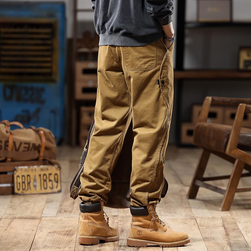 2025 Men's American Retro Harem Overalls - Thickened Spring/Autumn Casual Pants