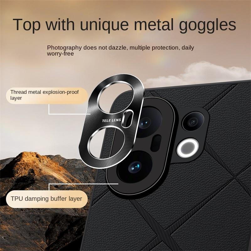 For VIVO S30 S30 Pro high-luxury vegan leather metal lens protection anti-drop and anti-fingerprint phone case