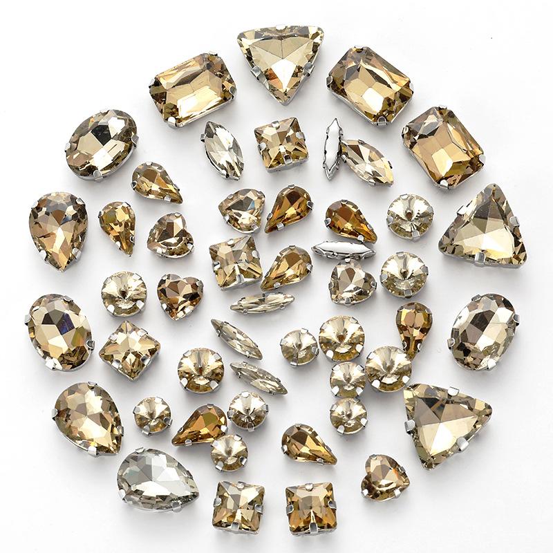 

50 смешанных серебряных дрелей-коготь для шитья с отверстиями для самостоятельной работы, свадебные наряды, материалы, ювелирные аксессуары, стразы, пришивные бусины 50pcs silver bottom