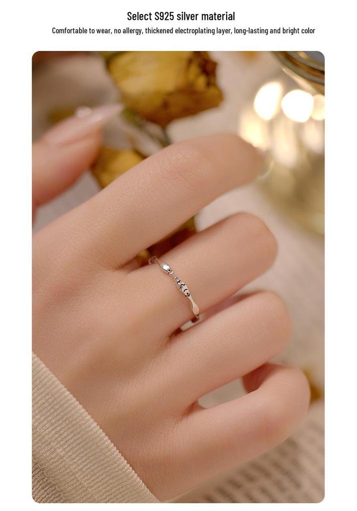 Retro 925 Sterling Silver Fish Open Ring - Aged Finish Index Finger Ring for Women's Versatile Stacking Collection