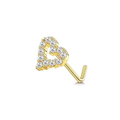 Bobisty 20G Surgical Steel Nose Studs L Shaped Opal CZ Heart Butterfly Elegant Piercing Jewelry for Women