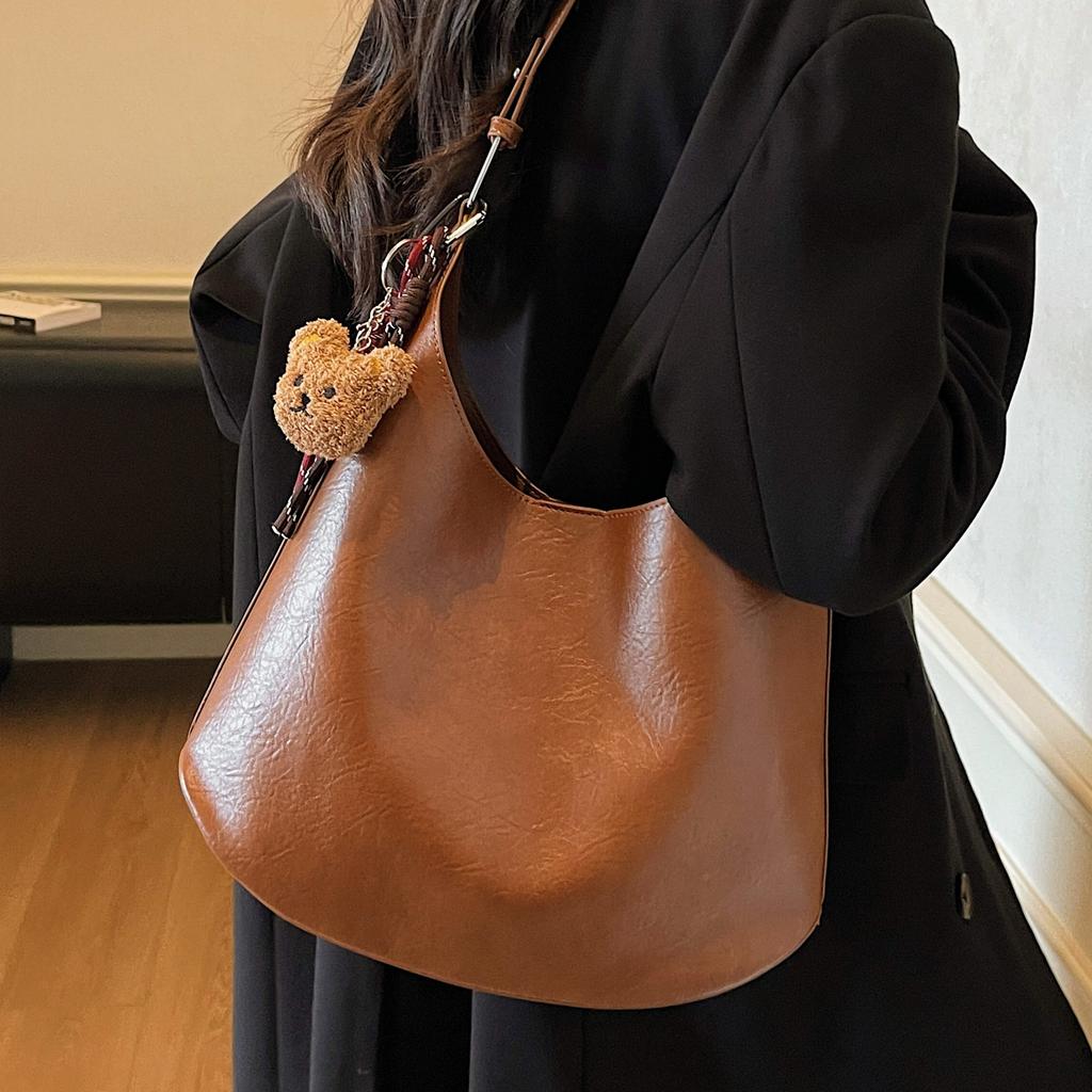 2025 New Simple Texture Casual Tote Bag Retro Large Capacity Commuter Bag Fashionable Child and Mother Bag