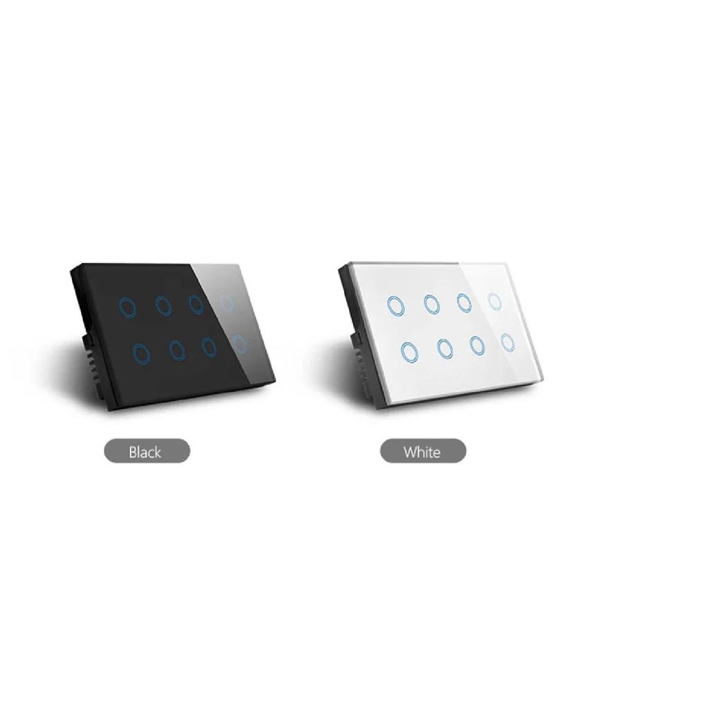 WLAN Smart Touch Licht Wandschalter Interruptor Glaspanel 8-fach 147*86mm Tuya App SmartLife Kompatibel mit Alexa Google Home