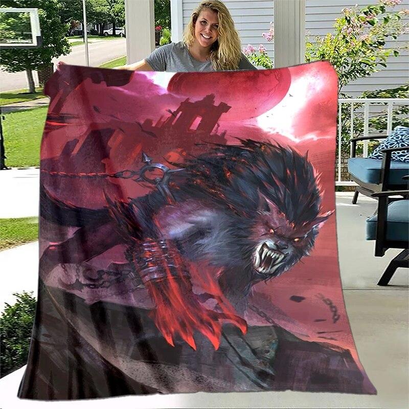 Art Fantasy Wolf Soft Plush Sofa Bed Throwing Cartoon Picnic Blankets Modern Flannel Blanket Gedruckt Bettdecke Geschenk Gift
