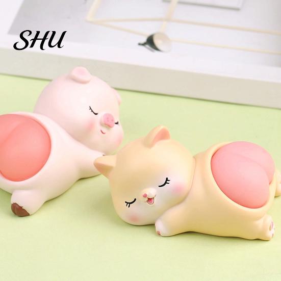 Squeezing Animals Toys Cartoon Figurine Cute Panda Rabbit Piggy Kitten Landscaping Doll Soft Butt Decompression Toy Resin Animal Figure Model Ornament