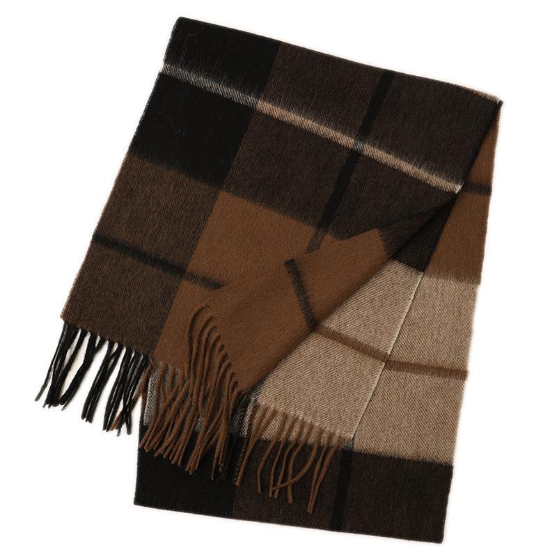 Hong Rong Unisex Wool Plaid Scarf - Warm for Autumn/Winter